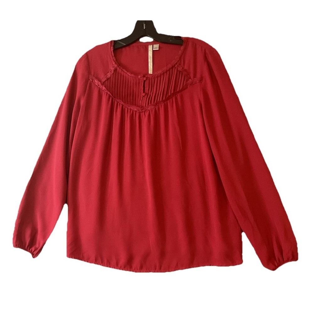 LC Lauren Conrad‎ BOHO Pullover Top SZ M Pink Flowy Long Sleeve Career Basic